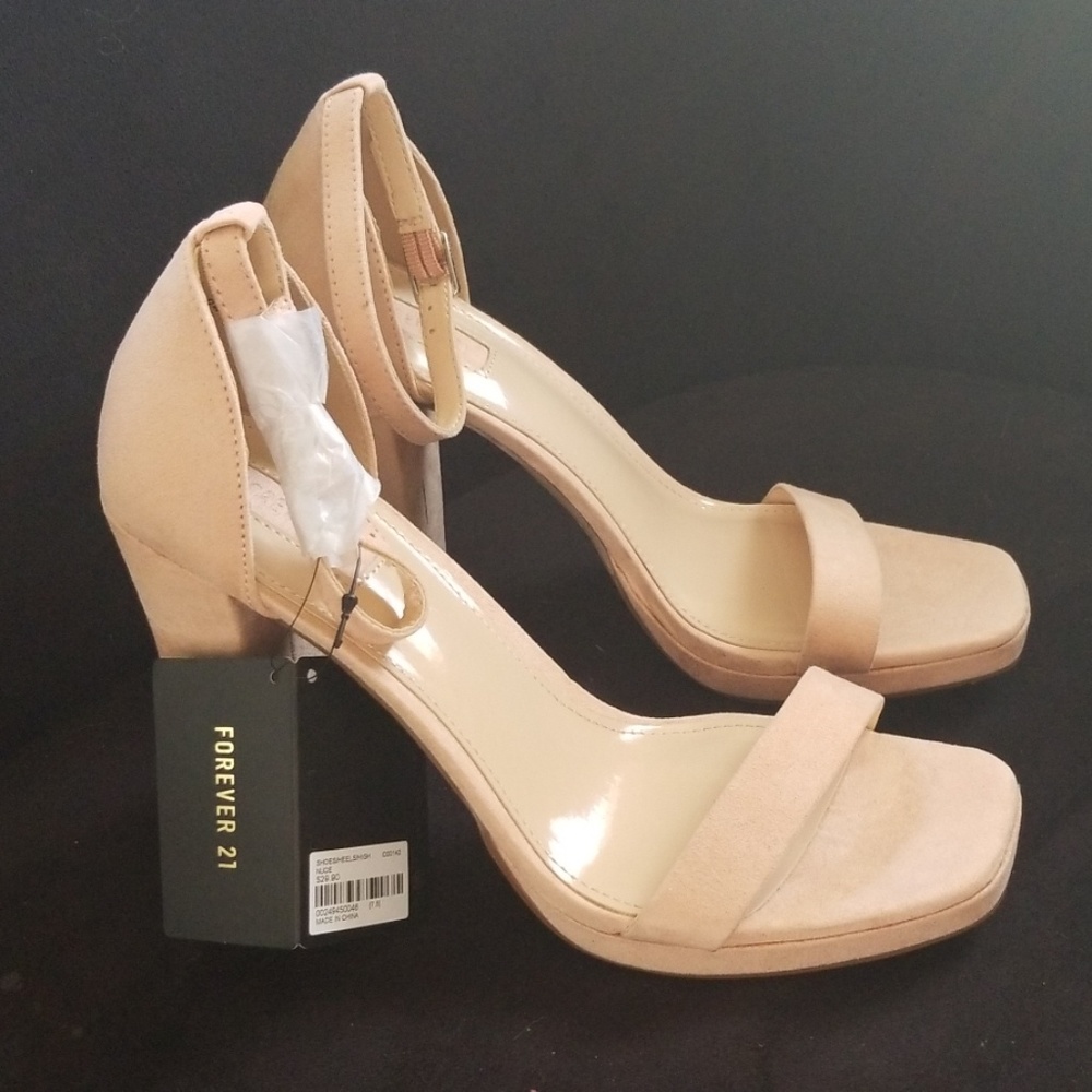 Forever 21 Blush Suede Block Heel